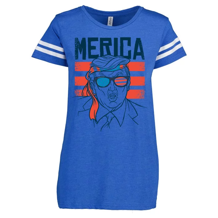 Trump 2020 Merica Usa American Flag Gift Enza Ladies Jersey Football T-Shirt