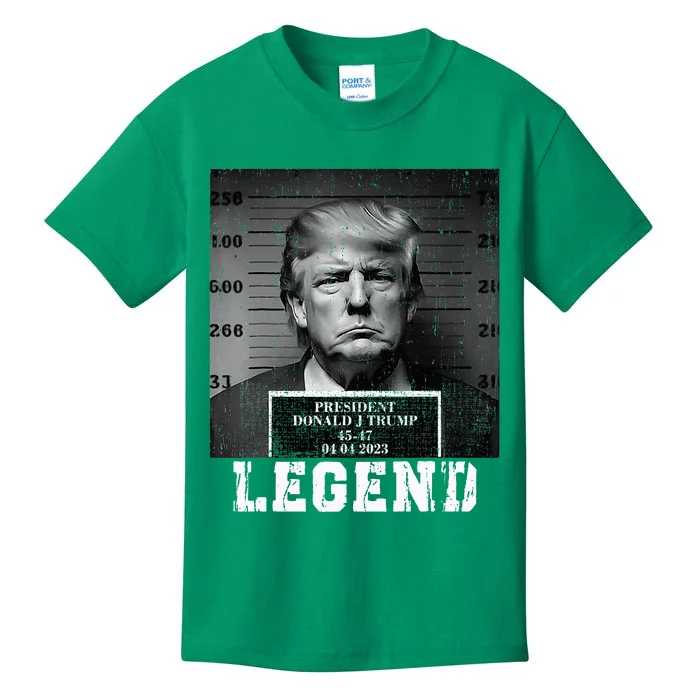 Trump 2024 Mugshot President Legend Kids T-Shirt