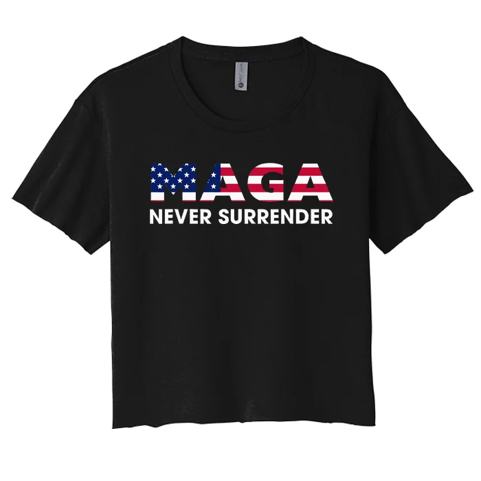 Trump 2024 Maga Never Surrender Women's Crop Top Tee