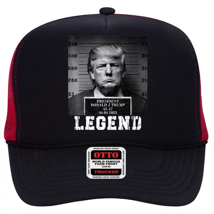 Trump 2024 Mugshot President Legend High Crown Mesh Trucker Hat