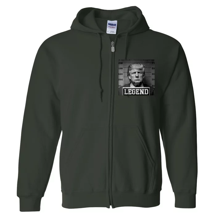 Trump 2024 Mugshot President Legend Full Zip Hoodie