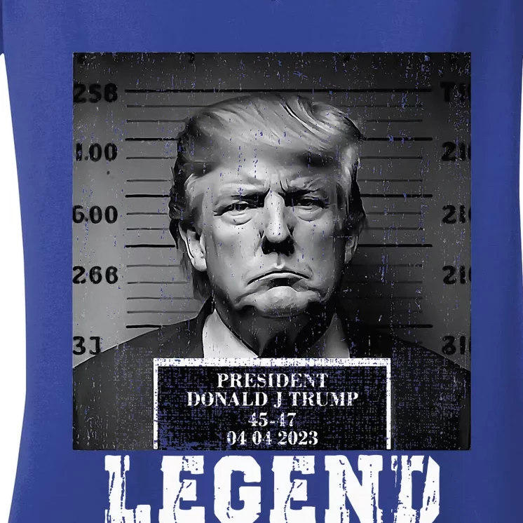 Trump 2024 Mugshot President Legend Women's V-Neck T-Shirt