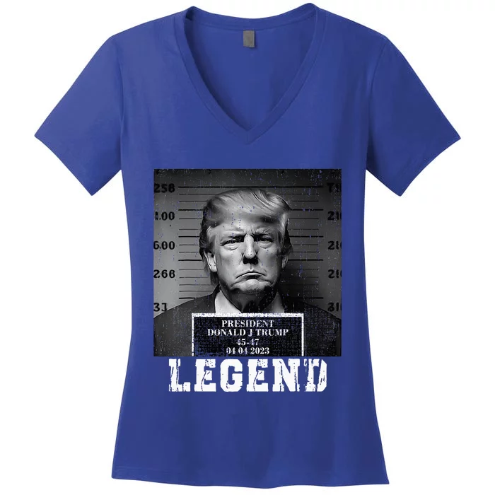 Trump 2024 Mugshot President Legend Women's V-Neck T-Shirt