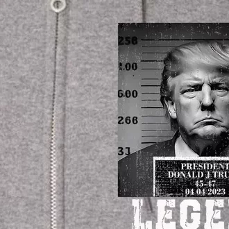 Trump 2024 Mugshot President Legend Full Zip Hoodie