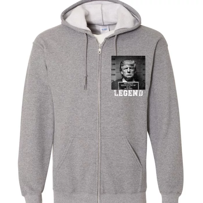 Trump 2024 Mugshot President Legend Full Zip Hoodie