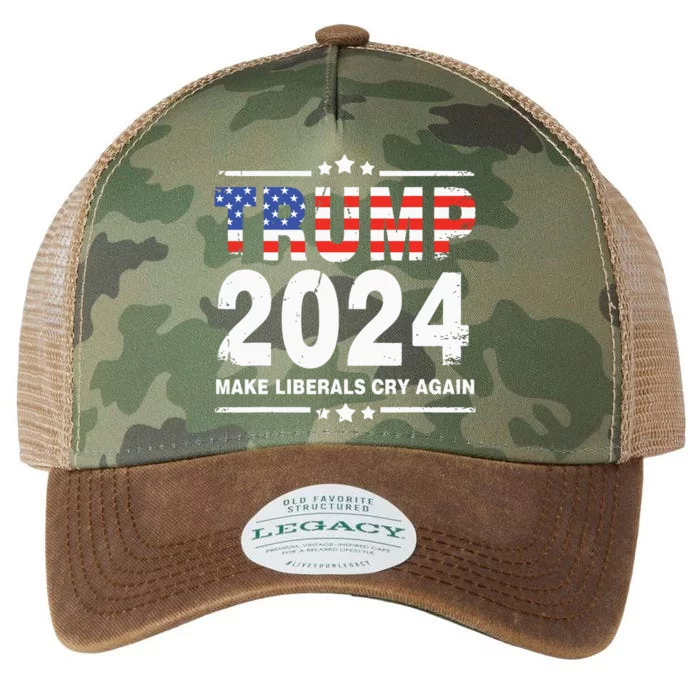 Trump 2024 Make Liberals Cry Again Legacy Tie Dye Trucker Hat