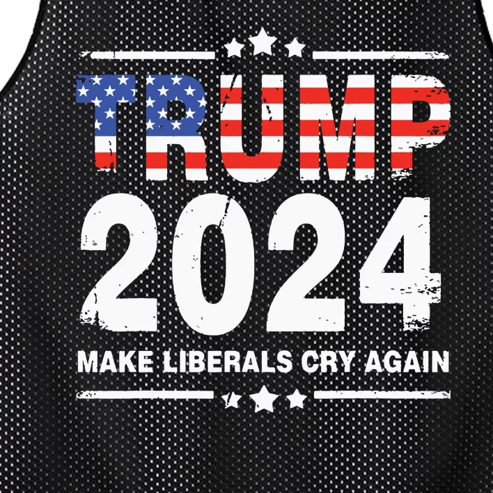 Trump 2024 Make Liberals Cry Again Mesh Reversible Basketball Jersey Tank