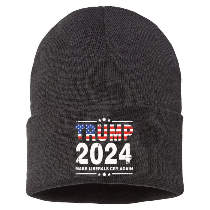 Trump 2024 Make Liberals Cry Again Sustainable Knit Beanie