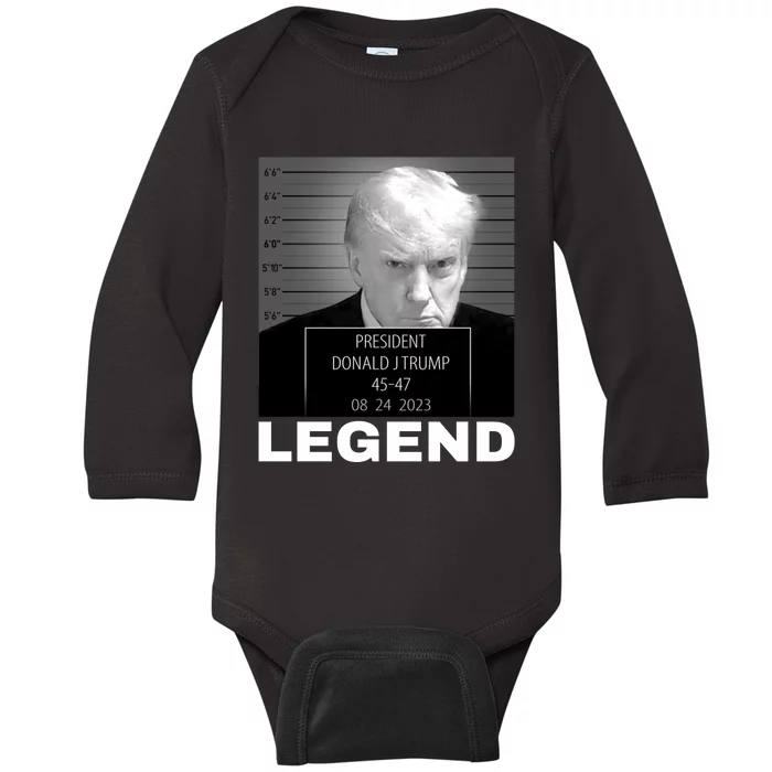 Trump 2024 Mugshot President legend Baby Long Sleeve Bodysuit