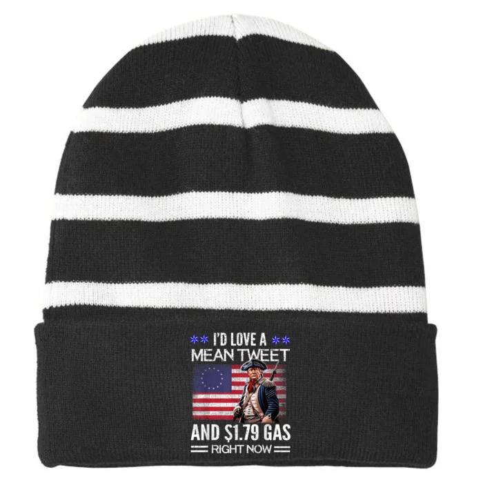 Trump 2024 Make 4th Of July Great Bang Me Trump 4th Of July Striped Beanie with Solid Band