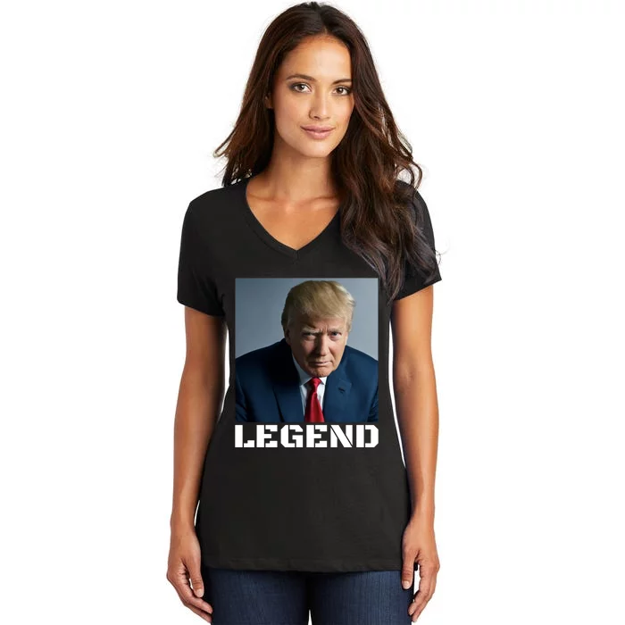 Trump 2024 Mugshot President legend Women's V-Neck T-Shirt