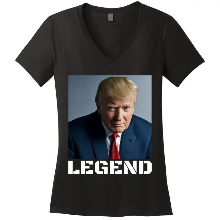 Trump 2024 Mugshot President legend Women's V-Neck T-Shirt