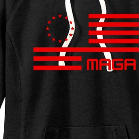 Trump 2024 Maga Flag Patriotic Republican Women's Fleece Hoodie