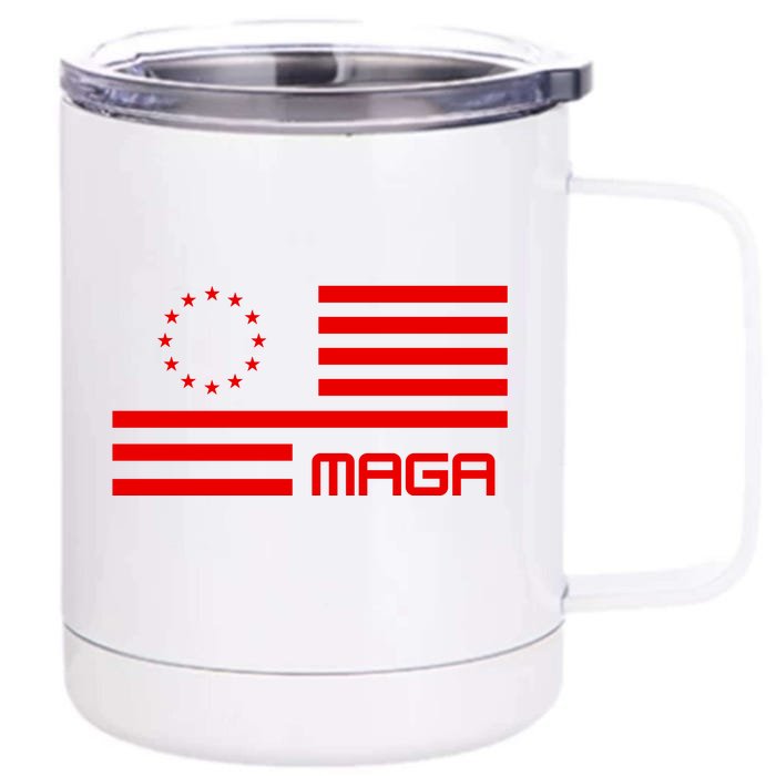 Trump 2024 Maga Flag Patriotic Republican Front & Back 12oz Stainless Steel Tumbler Cup