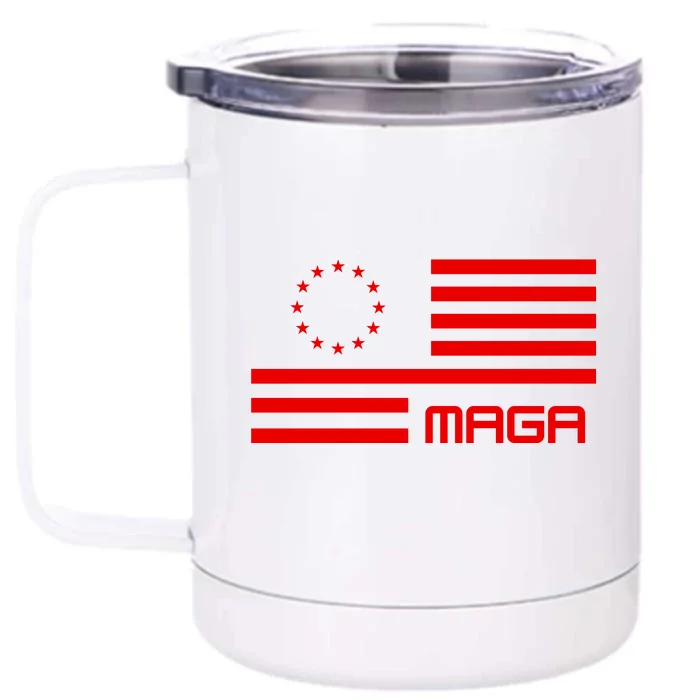 Trump 2024 Maga Flag Patriotic Republican Front & Back 12oz Stainless Steel Tumbler Cup