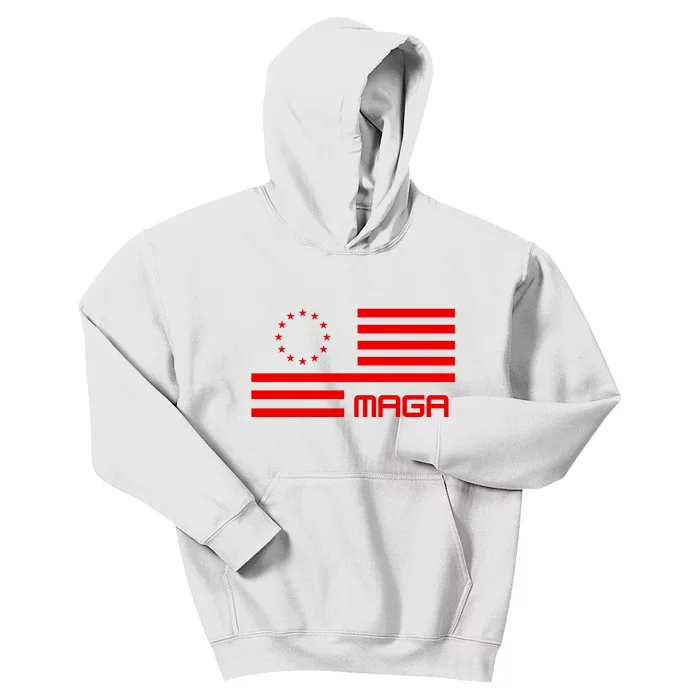 Trump 2024 Maga Flag Patriotic Republican Kids Hoodie