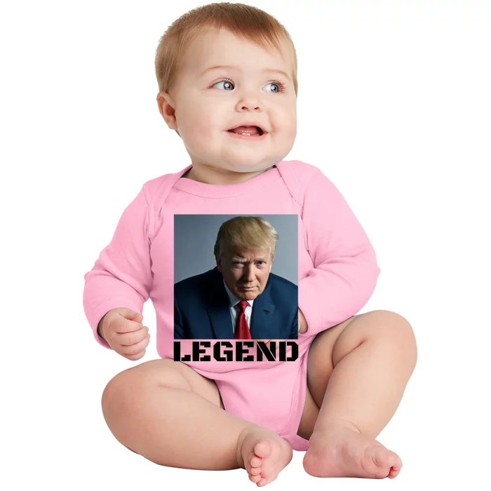 Trump 2024 Mugshot President legend Baby Long Sleeve Bodysuit