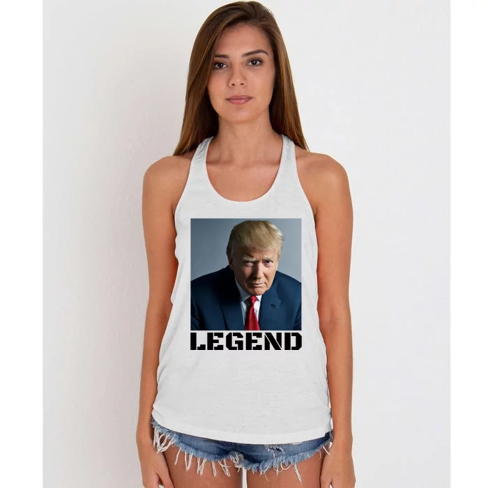 Trump 2024 Mugshot President legend Women's Knotted Racerback Tank