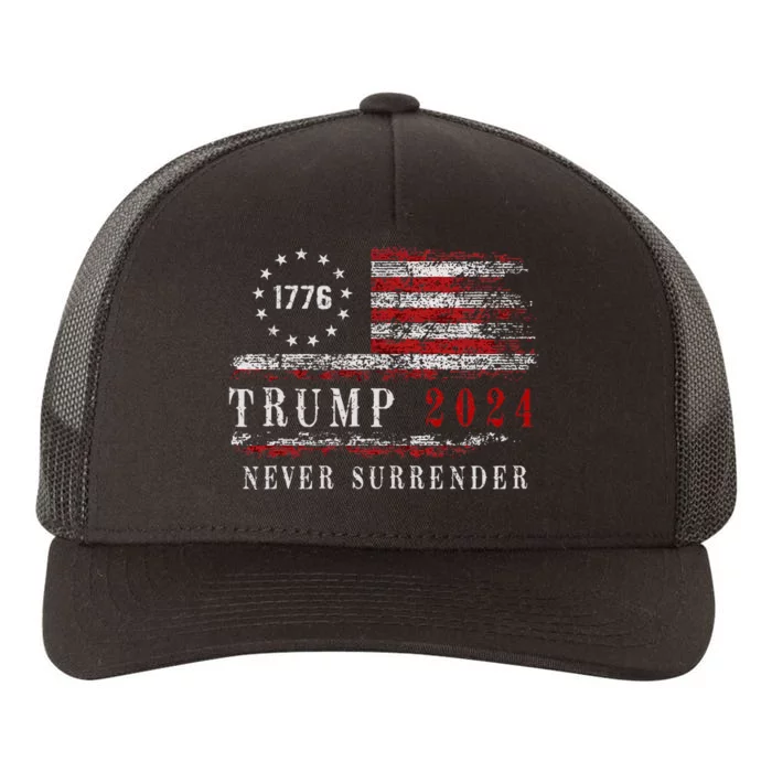 Trump 2024 Never Surrender President Legend Yupoong Adult 5-Panel Trucker Hat