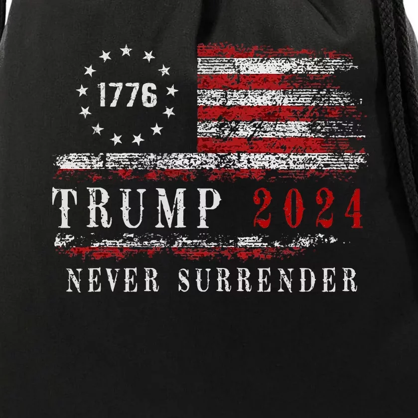 Trump 2024 Never Surrender President Legend Drawstring Bag