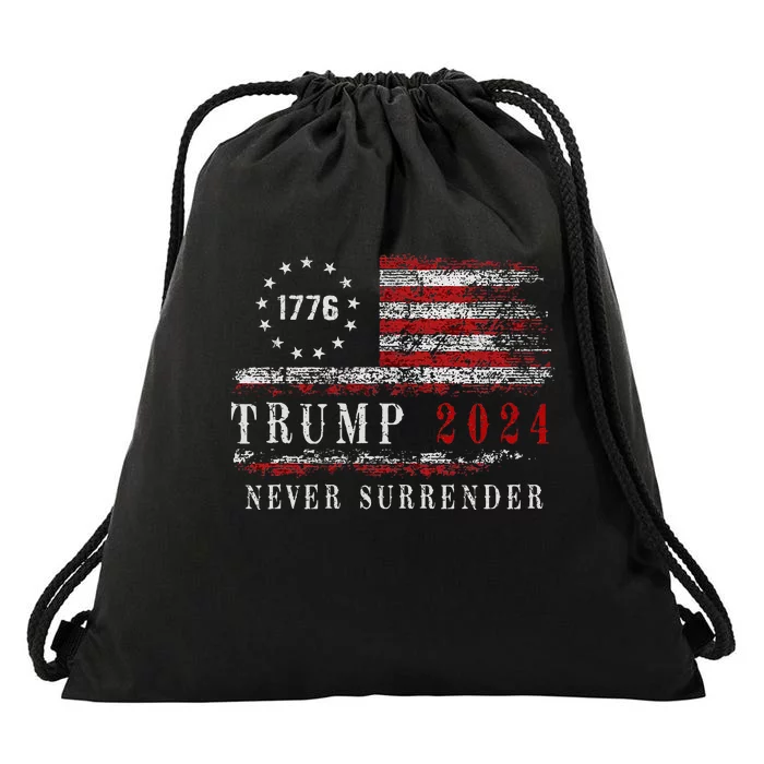 Trump 2024 Never Surrender President Legend Drawstring Bag