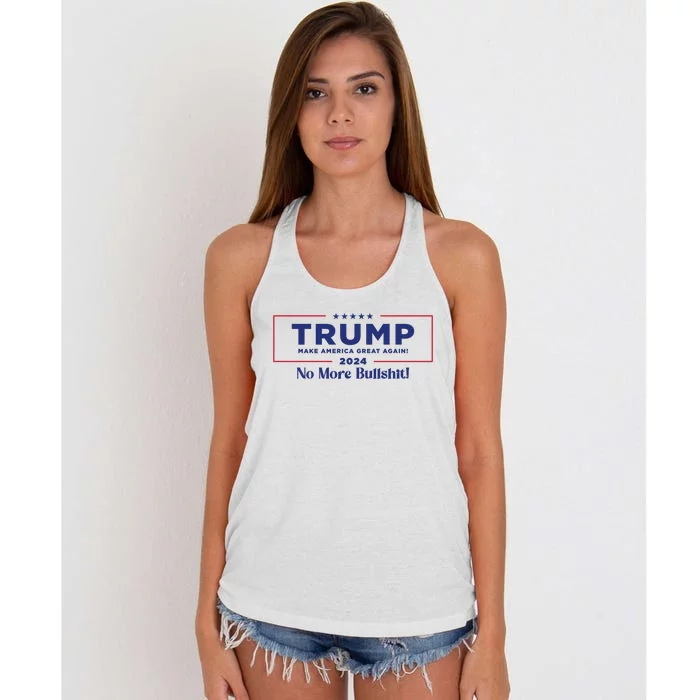 Trump 2024 No More Bullshit Women's Knotted Racerback Tank