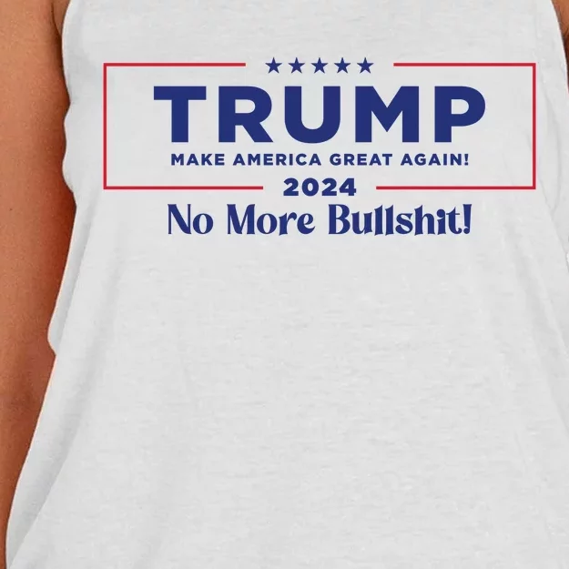 Trump 2024 No More Bullshit Women's Knotted Racerback Tank