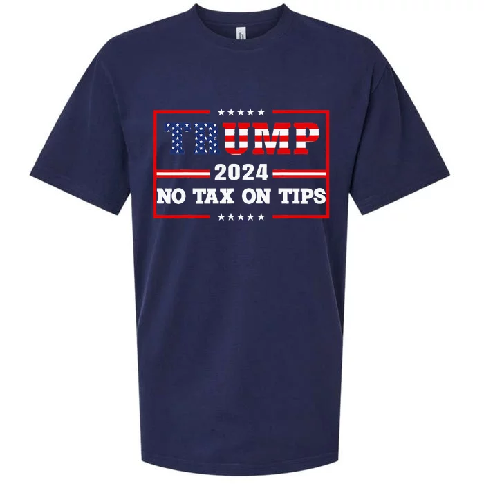 Trump 2024 No Tax On Tips Us Flag Vintage Sueded Cloud Jersey T-Shirt