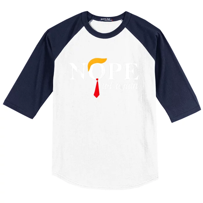 Trump 2024 Nope Not Again Funny Trump Baseball Sleeve Shirt