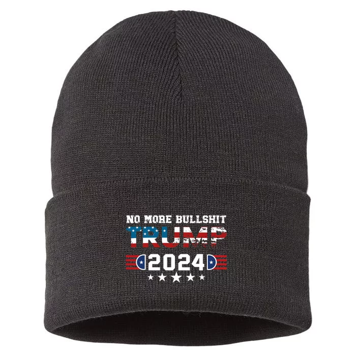 Trump 2024 No More Bullshit American Election 2024 Sustainable Knit Beanie