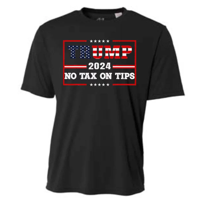 Trump 2024 No Tax On Tips Vintage Usa Flag Cooling Performance Crew T-Shirt