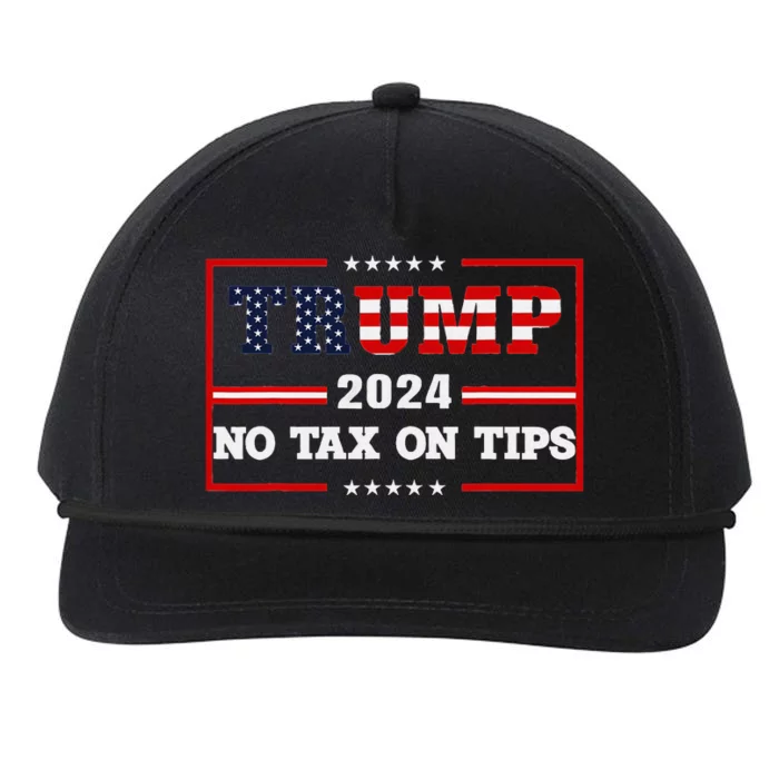 Trump 2024 No Tax On Tips Vintage Usa Flag Snapback Five-Panel Rope Hat