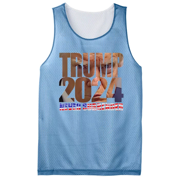 Trump 2024 Never Surrender Mugshot Mesh Reversible Basketball Jersey Tank