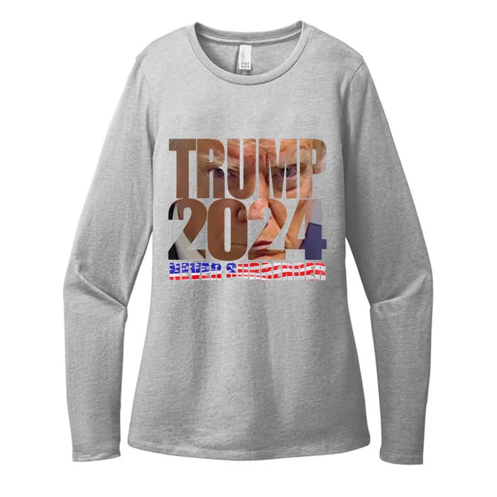 Trump 2024 Never Surrender Mugshot Womens CVC Long Sleeve Shirt