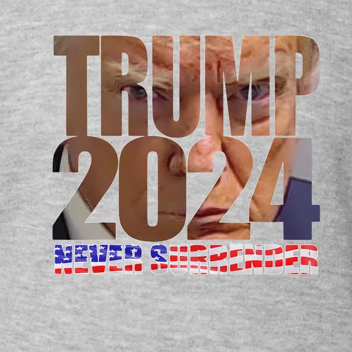 Trump 2024 Never Surrender Mugshot Toddler Sweatshirt