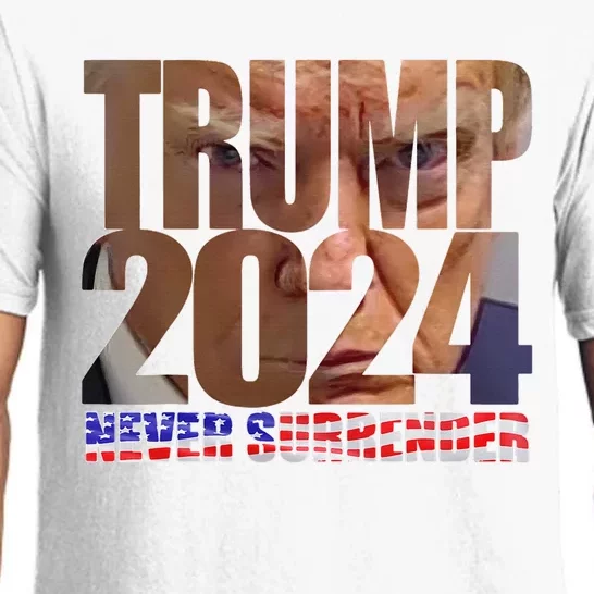 Trump 2024 Never Surrender Mugshot Pajama Set