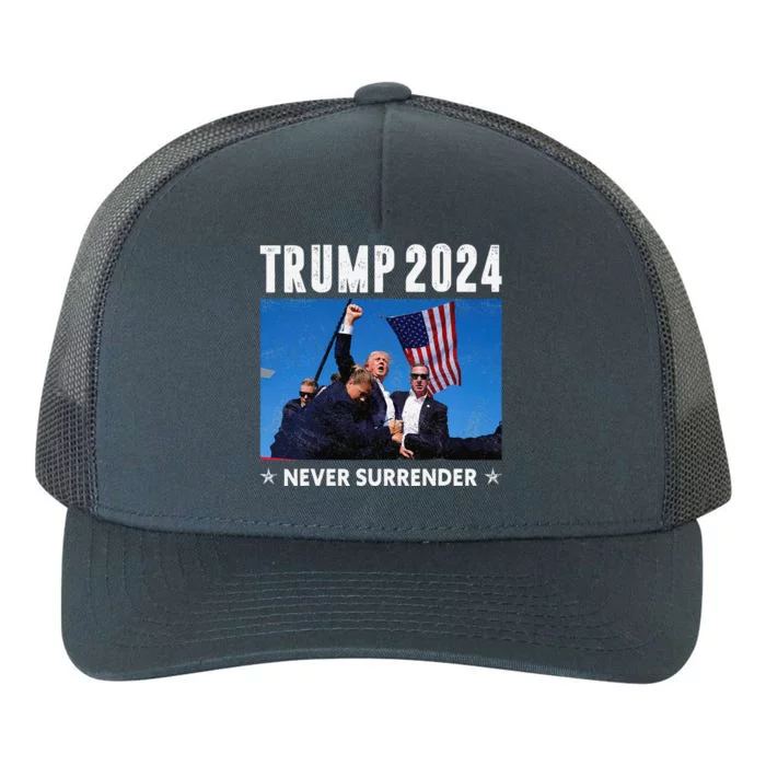 Trump 2024 Never Surrender Trump Assassinated Yupoong Adult 5-Panel Trucker Hat