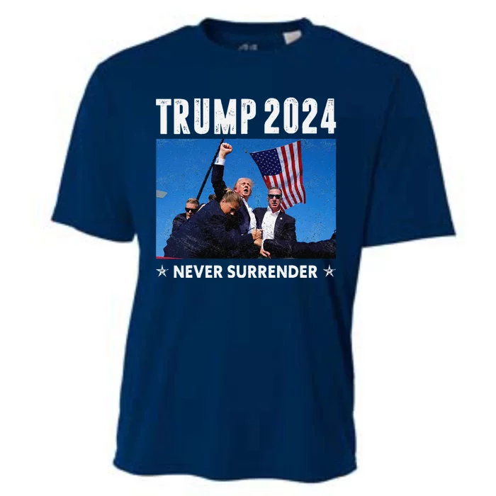 Trump 2024 Never Surrender Trump Assassinated Cooling Performance Crew T-Shirt