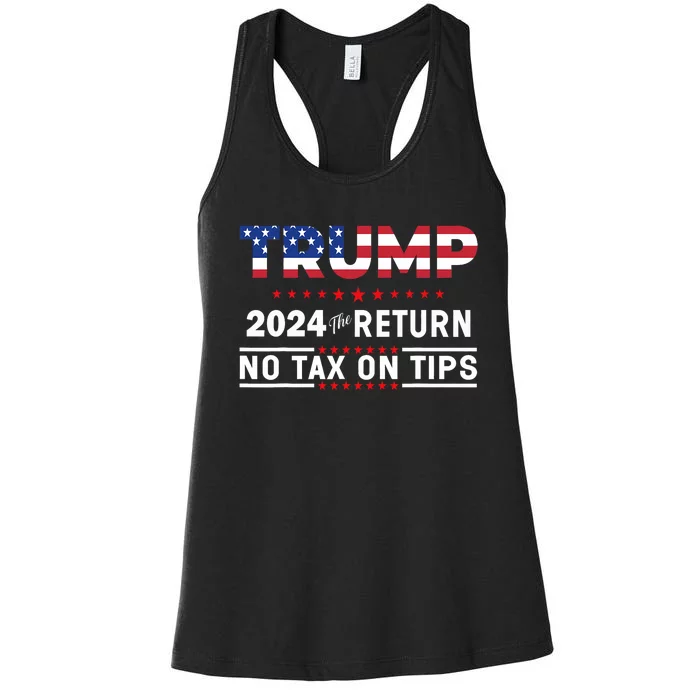 Trump 2024 No Tax On Tips Us Flag Vintage Pro Trump Women's Racerback Tank