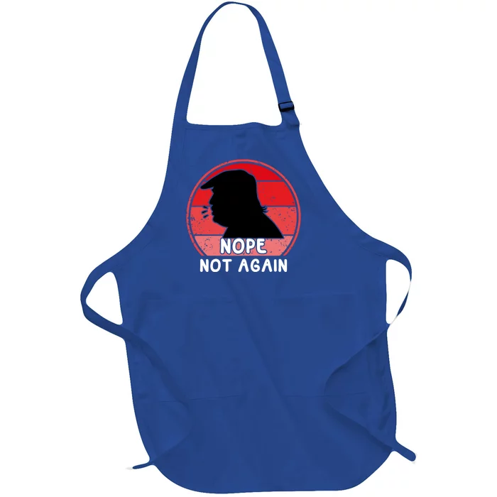 Trump 2024 Nope Not Again Funny Trump Gift Full-Length Apron With Pocket