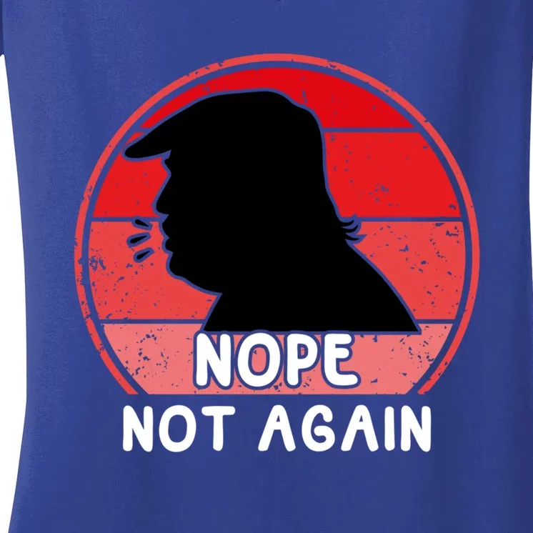 Trump 2024 Nope Not Again Funny Trump Gift Women's V-Neck T-Shirt