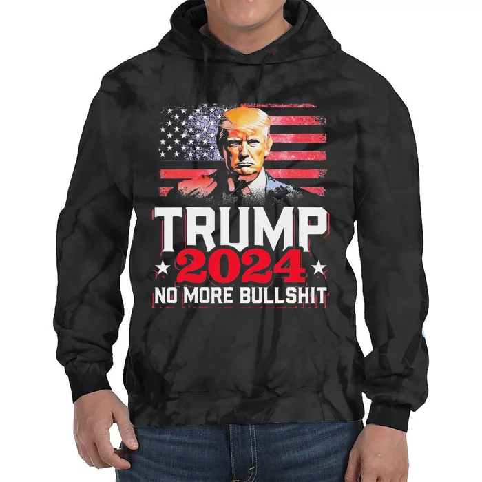 Trump 2024 No More Bull Shit American Flag Tie Dye Hoodie