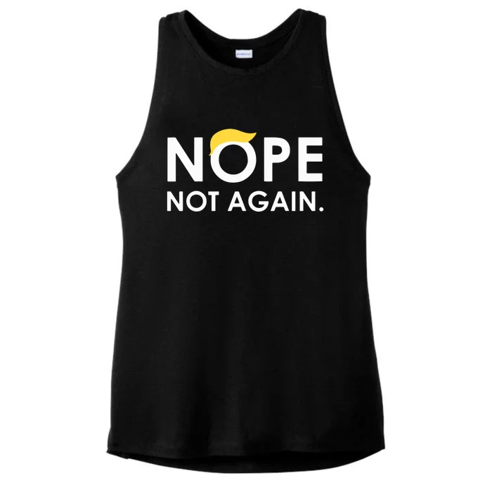 Trump 2024 Nope Not Again Funny Trump Ladies Tri-Blend Wicking Tank