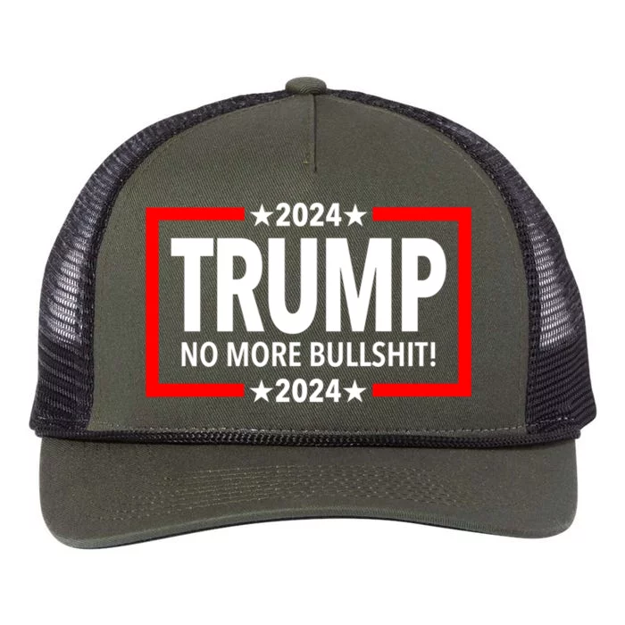 Trump 2024 No More Bullshit Gift Retro Rope Trucker Hat Cap