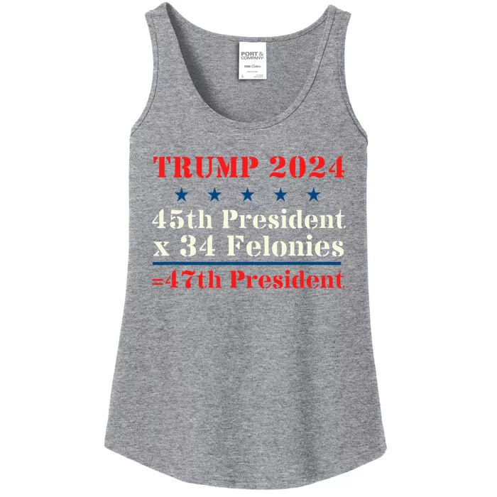 Trump 2024 New Math 45th President X 34 Felonies = 47th Pres Ladies Essential Tank