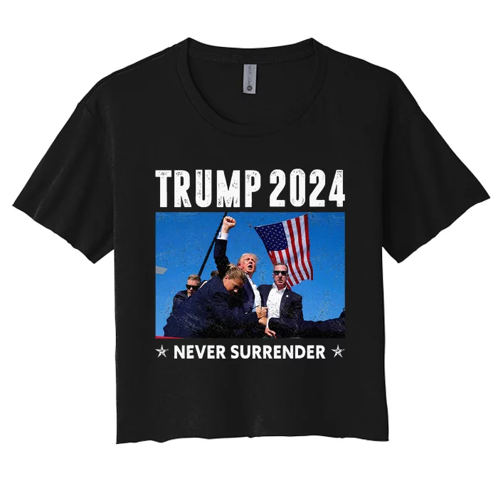 Trump 2024 Never Surrender Trump Assassinated Women's Crop Top Tee