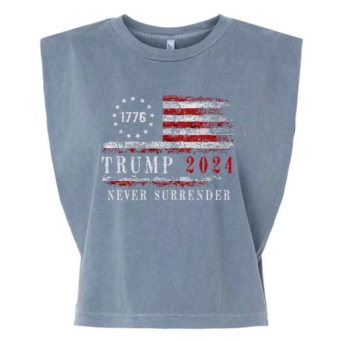 Trump 2024 Never Surrender President Legend Garment-Dyed Women's Muscle Tee