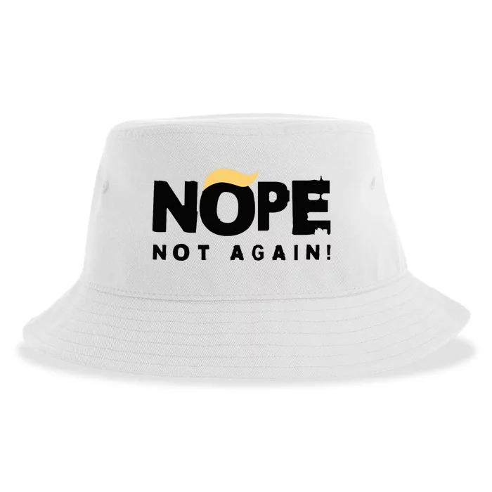 Trump 2024 Nope Not Again Funny Trump Sustainable Bucket Hat