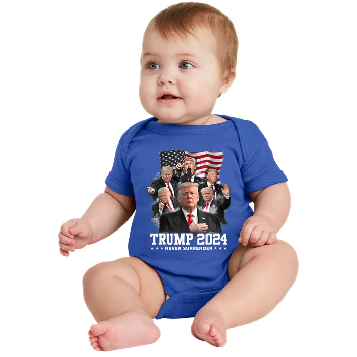 Trump 2024 Neversurrender I Stand With Trump 2024 Funny Gift Funny Gift Baby Bodysuit