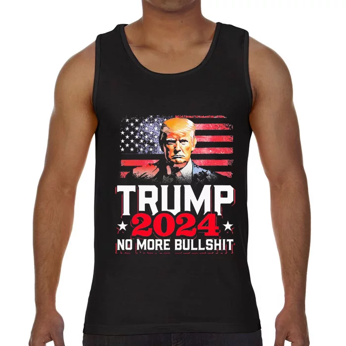 Trump 2024 No More Bull Shit America Flag Comfort Colors® Tank Top